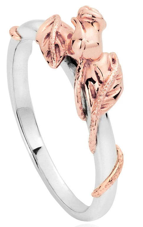 Clogau Ring Glyn Rhosyn Silver and 9ct Rose Gold 3SGRR01