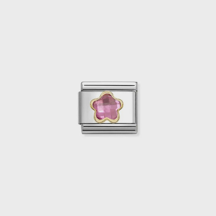 Nomination Faceted CZ Flowers Pink with Gold Charm 030615-043
