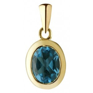 9ct Blue Topaz Oval 8x6mm Pendant GP1146BT