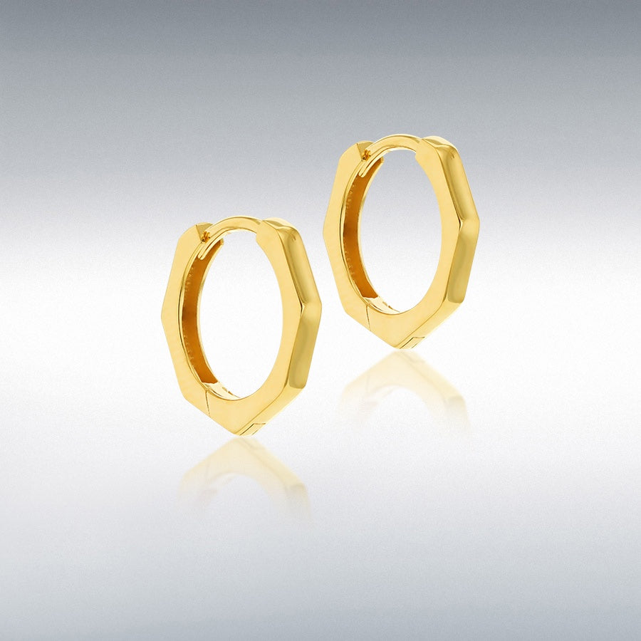 9ct Yellow Gold Hexagon Huggy Earrings 1.51.3182