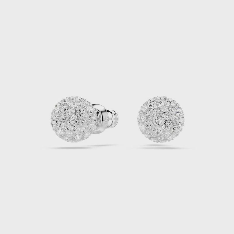 SWAROVSKI Dextera Stud Earrings Round Cut, White, Rhodium Plated 5700290