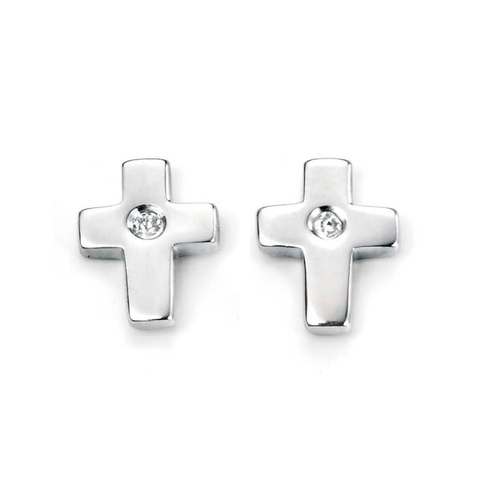 Cross Stud Earrings with Diamond E5156