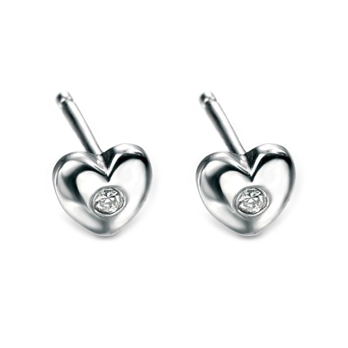 Heart Stud Earrings with Diamond E572