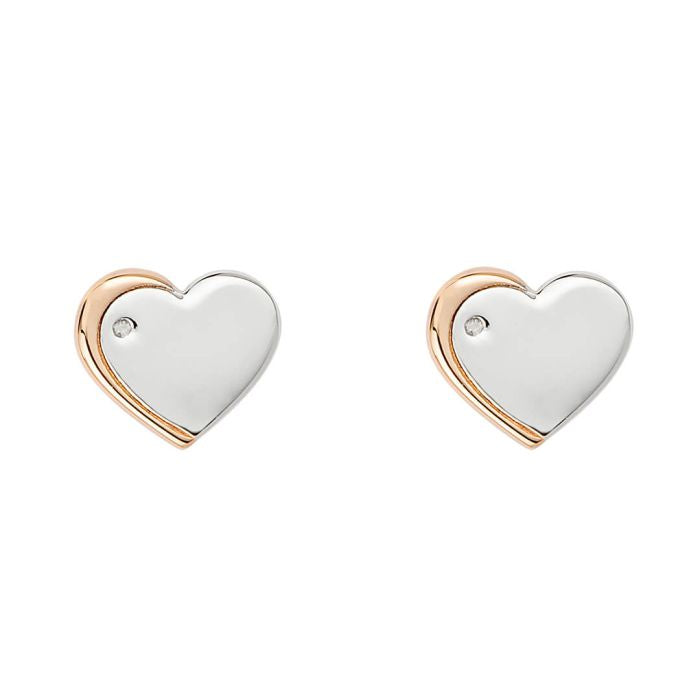 Rose Edge Heart Stud Earrings with Diamond E6159