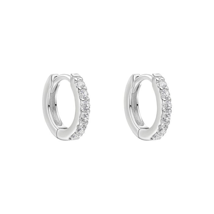 Silver Crystal Hoop Earrings E6467C