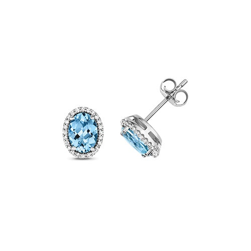 9ct White Gold Diamond & Blue Topaz Earrings ED272WBT
