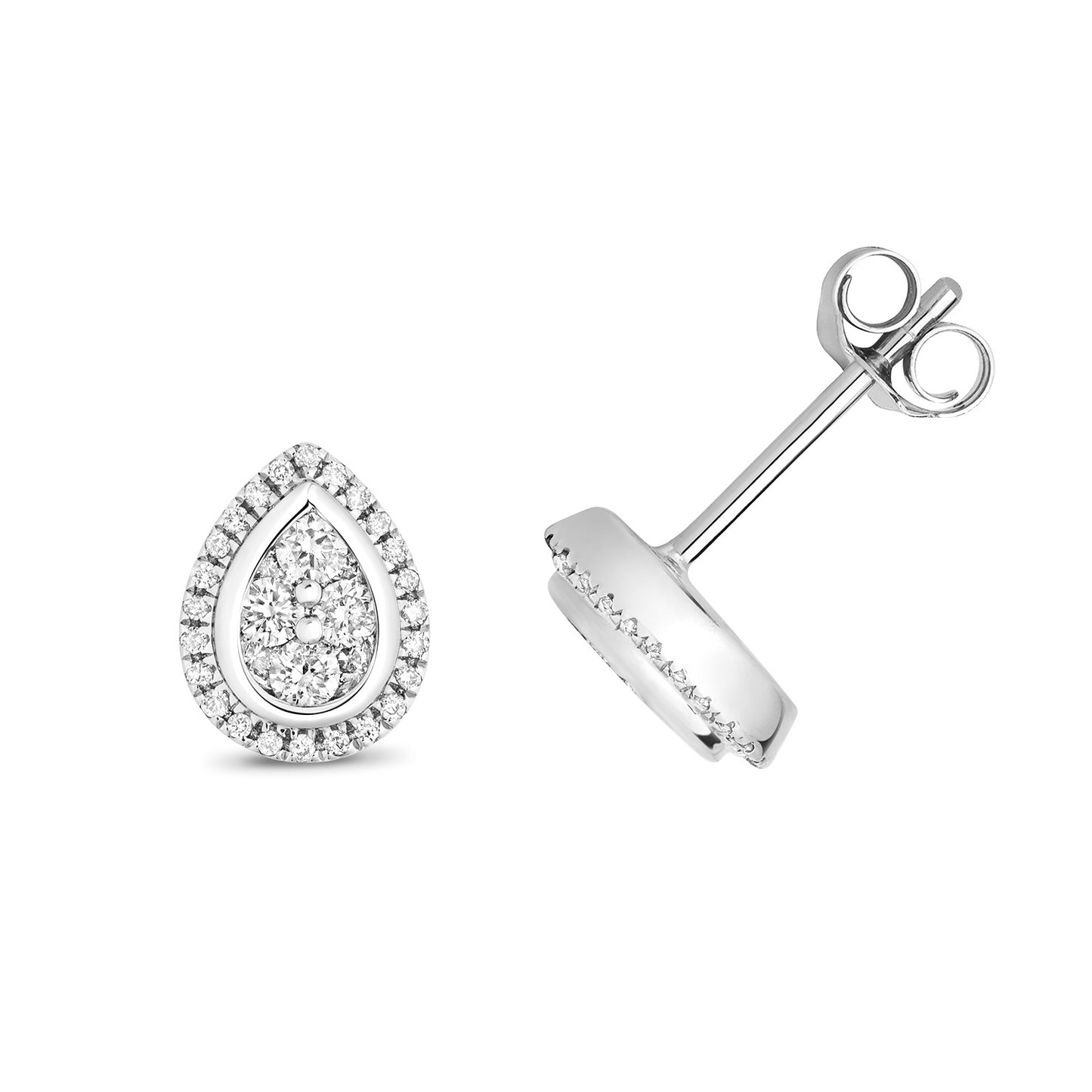 9ct White Gold Diamond Pear Shaped Earrings 0.25ct