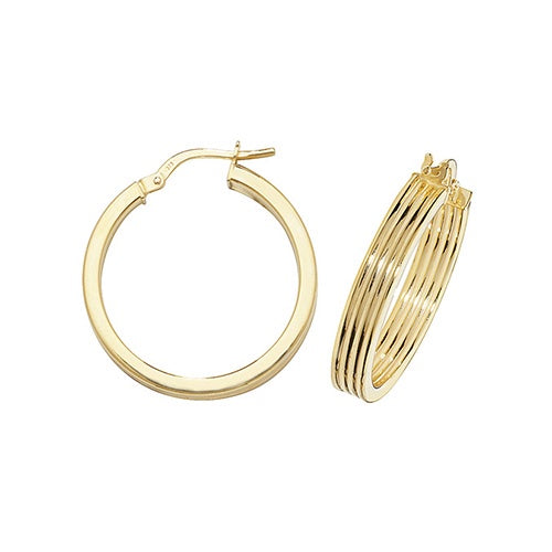 9ct Yellow Gold 20mm Hoop Earrings ER1017-20