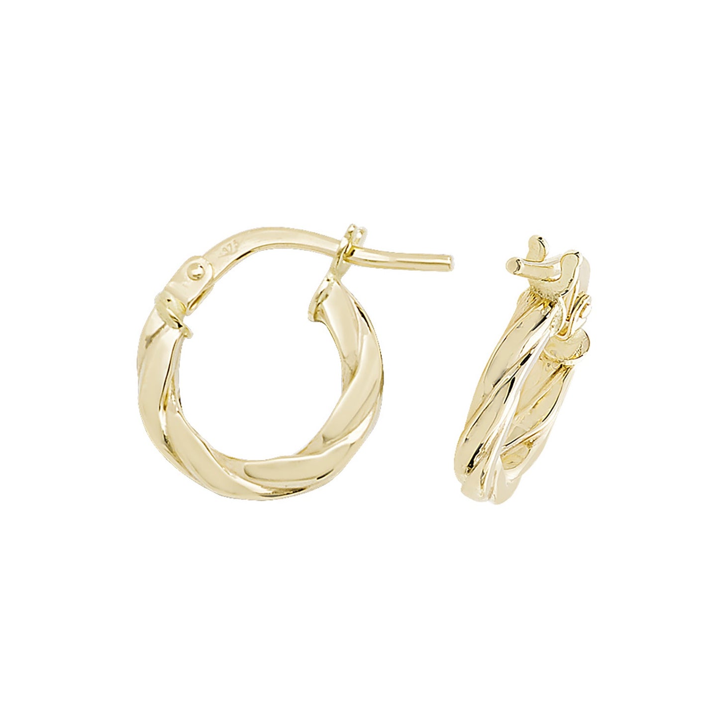 9ct Yellow Gold 8mm Twist Hoop Earrings ER1041-08