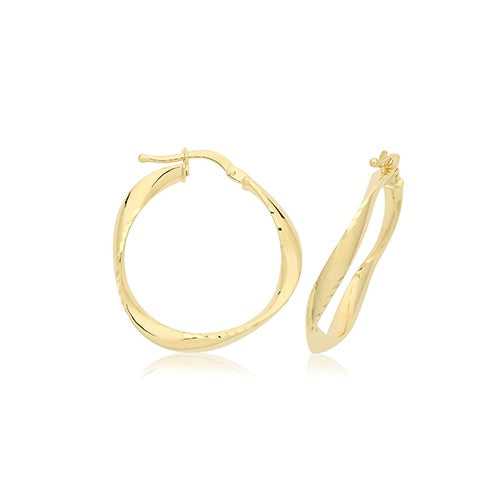 9ct Yellow Gold Twist Hoop Earrings ER1204-20