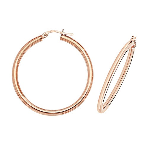 9ct Rose Gold 30mm Hoop Earrings ER531R-30