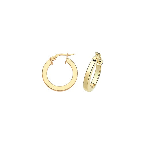 9ct Yellow Gold 15mm Square Tube Hoop Earrings ER775-15