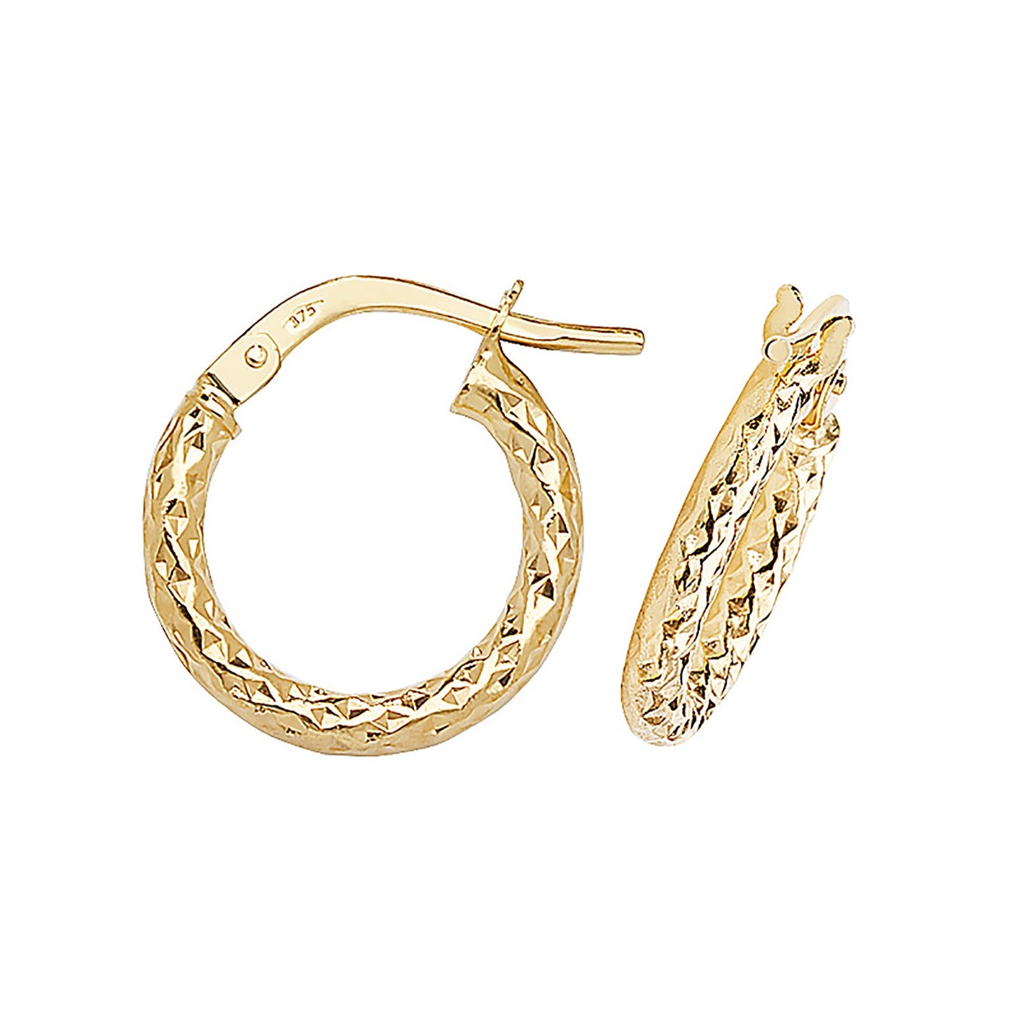 9ct Yellow Gold 10mm DC Hoop Earrings