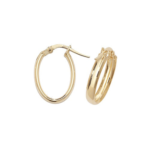 9ct Gold Oval Hoop Earrings ER956