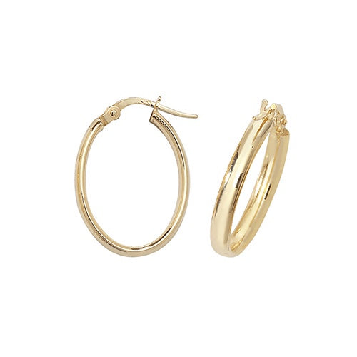 9ct Gold Oval Hoop Earrings ER957