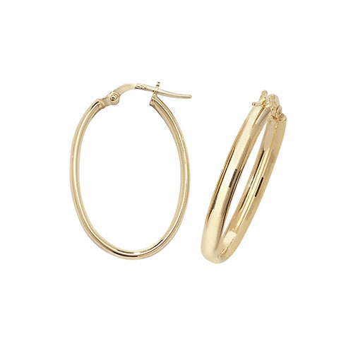 9ct Gold Oval Hoop Earrings ER958