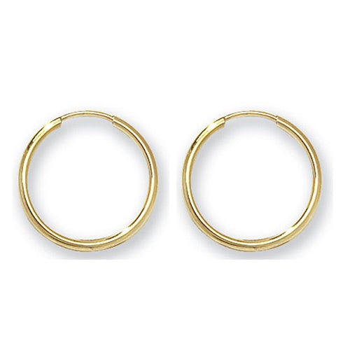 9ct Yellow Gold 14mm Sleeper Earrings