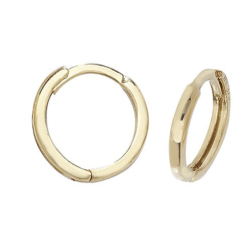 9ct Yellow Gold Plain Hinged Hoop Earrings