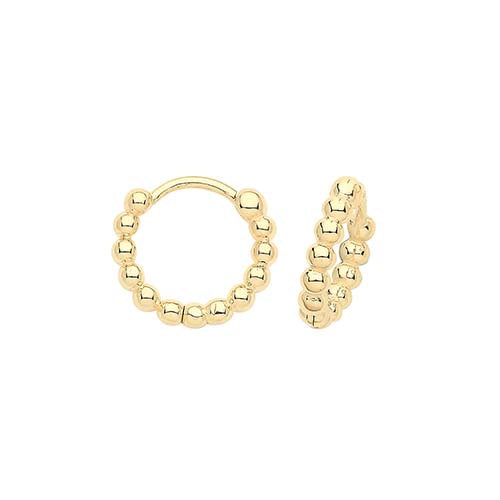9ct Yellow Gold Bobble Clicker Hoop Earrings ES1683