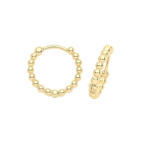 9ct Yellow Gold Bobble Clicker Hoop Earrings ES1684