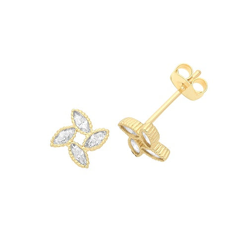 9ct Yellow Gold CZ Stud Earrings