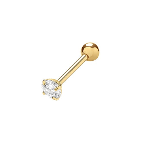 9ct Yellow Gold 3mm CZ Cartilage Stud