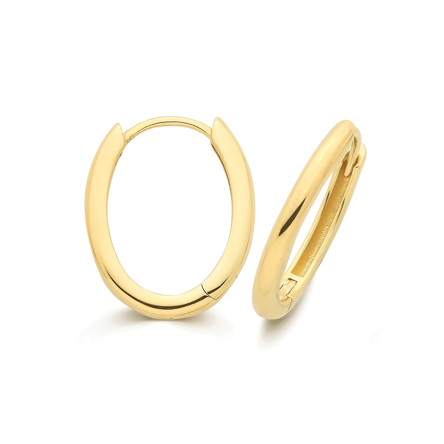 9ct Yellow Gold Oval Clicker Hoop Earrings ES2007-12