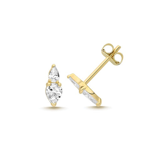 9ct Yellow Gold & CZ Stud Earrings