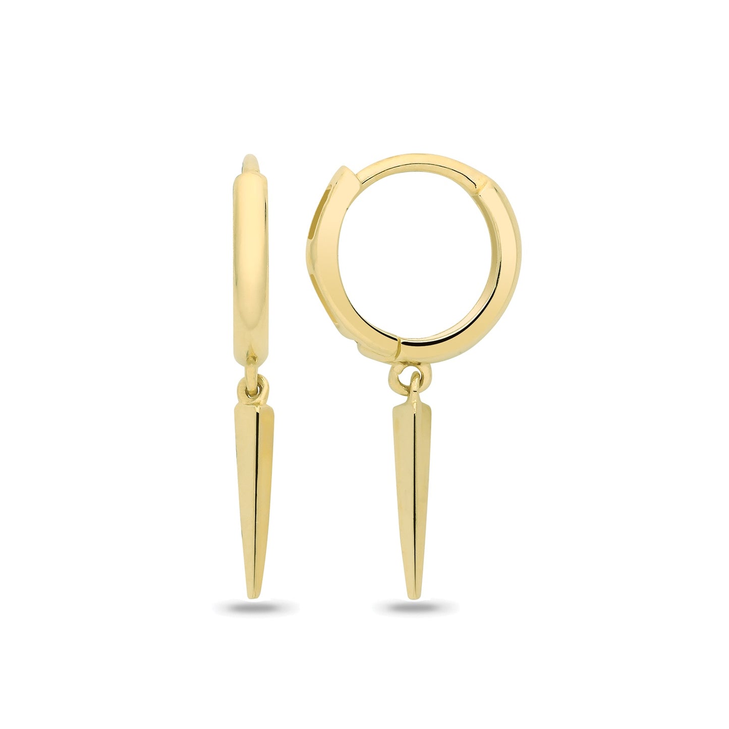 9ct Yellow Gold Huggy Spike Drop Earrings ES2124