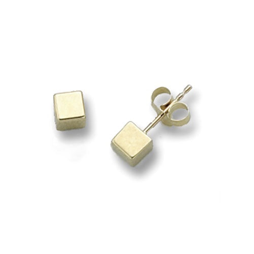 9ct Yellow Gold Cube Stud Earrings ES262S