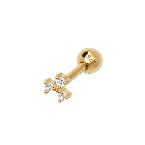 9ct Yellow Gold Triple CZ Cartilage Single Stud ES911