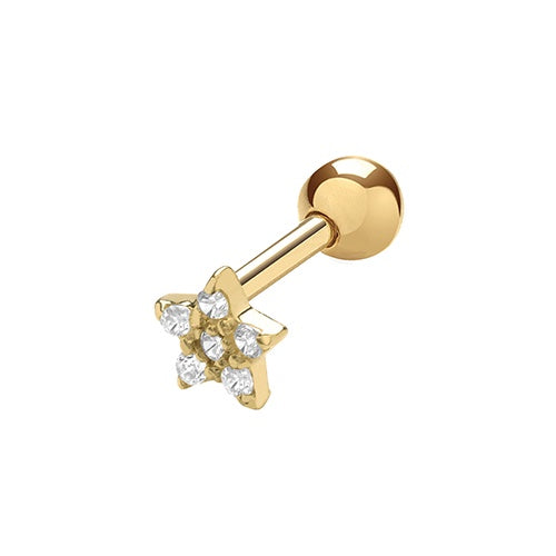 9ct Yellow Gold CZ Star Cartilage Single Stud ES930