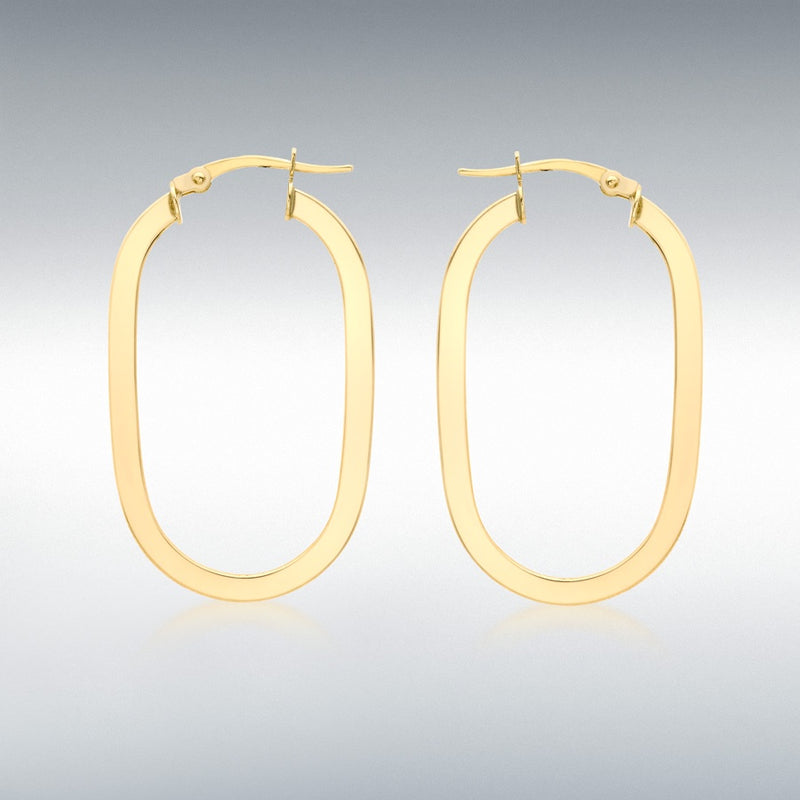 9ct Yellow Gold 20mm Flat Oval Hoop Earrings 1.53.2559