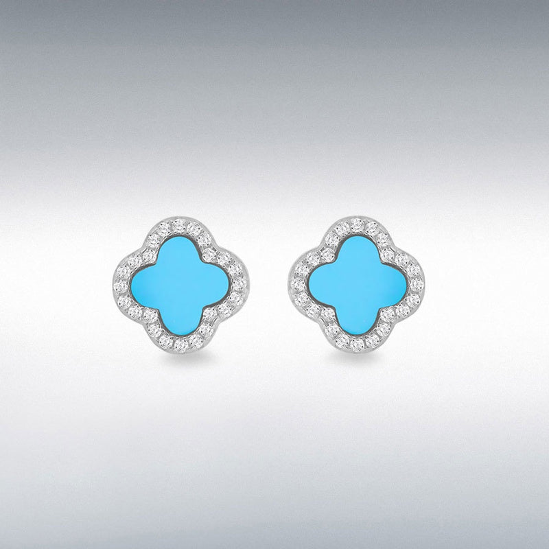 Sterling Silver Clover Turquoise Earrings