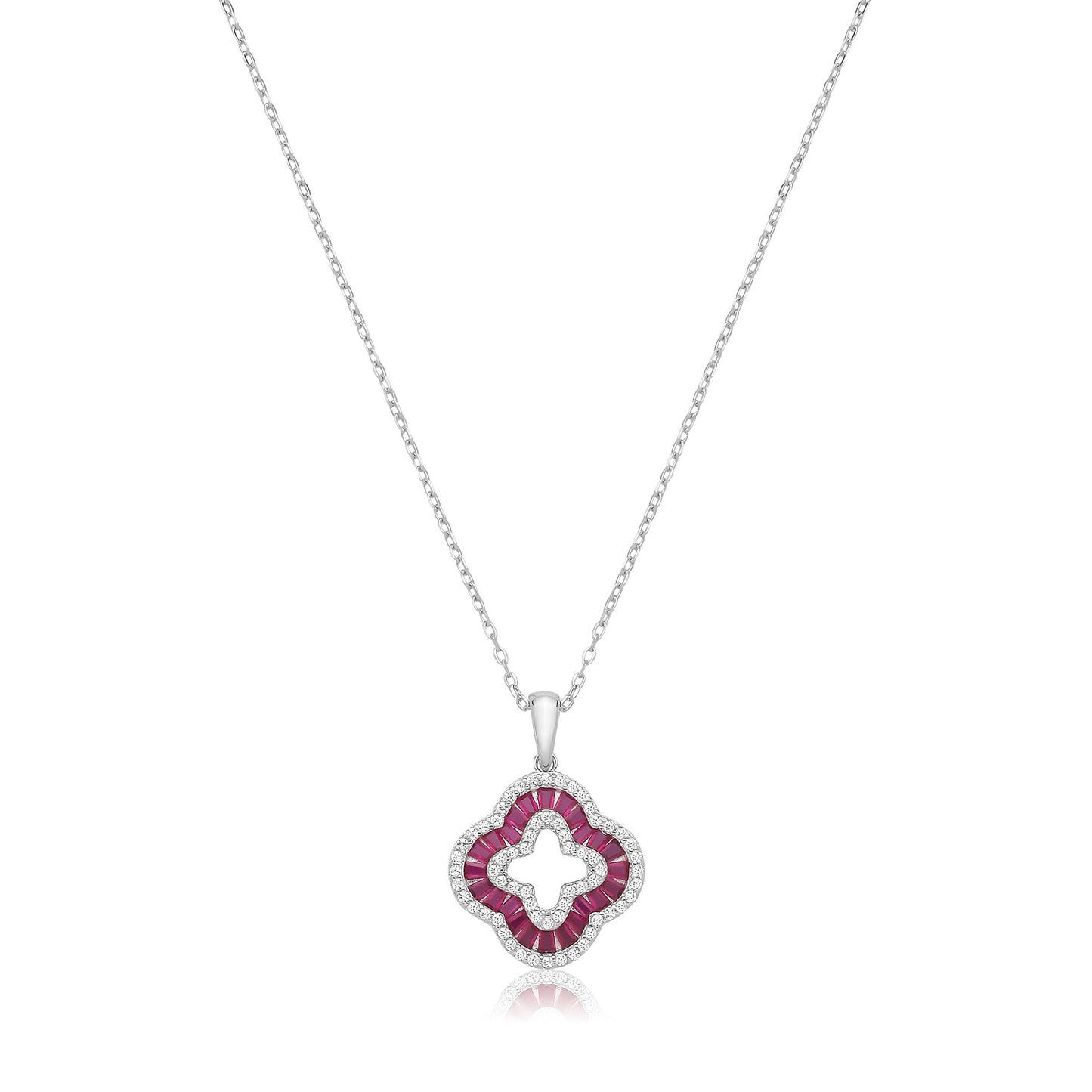 Silver CZ & Pink CZ Necklace G3501