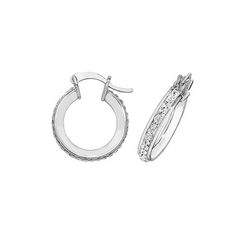 Sterling Silver Crystal Hoop Earrings