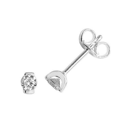 Silver Round CZ Stud Earrings G51024