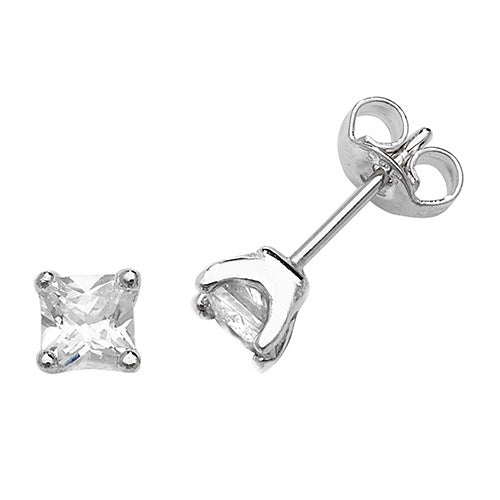 Silver Square CZ Stud Earrings G51028