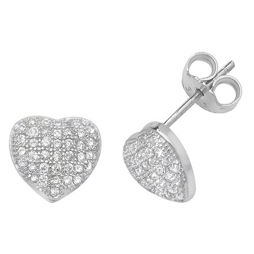 Silver Heart Pave Earrings G51093