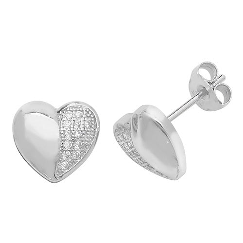Silver Heart CZ Stud Earrings G51094