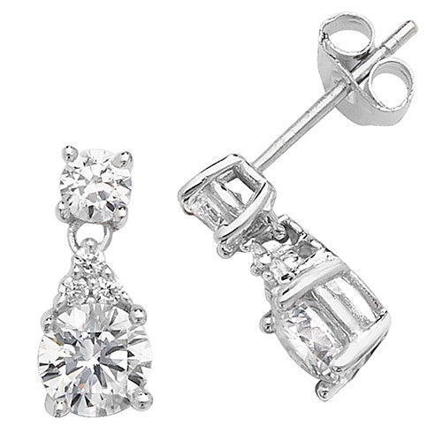 Silver Double CZ Earrings G51119