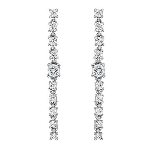 Sterling Silver CZ Drop Stud Earrings