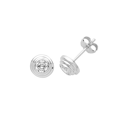 SilverRound CZ Set 4mm Earrings G51228