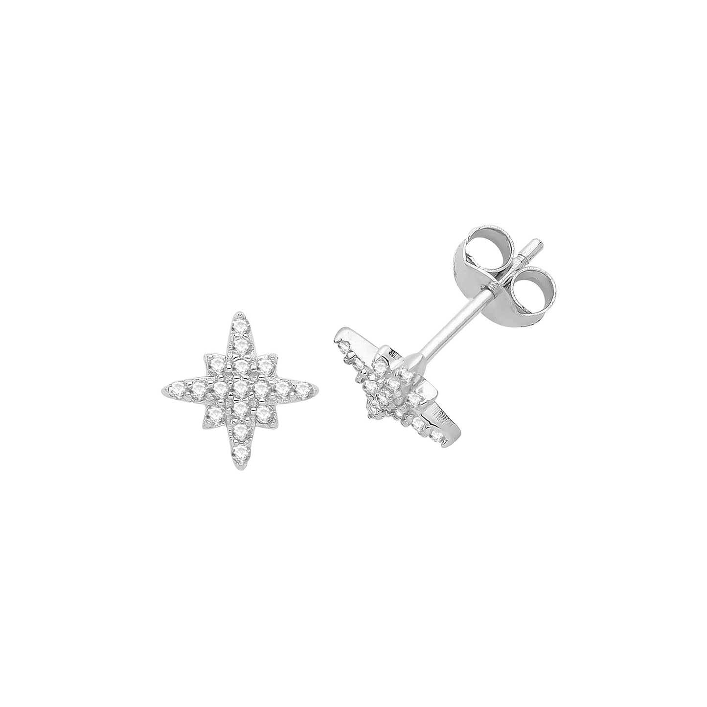Silver CZ Star Earrings G51234