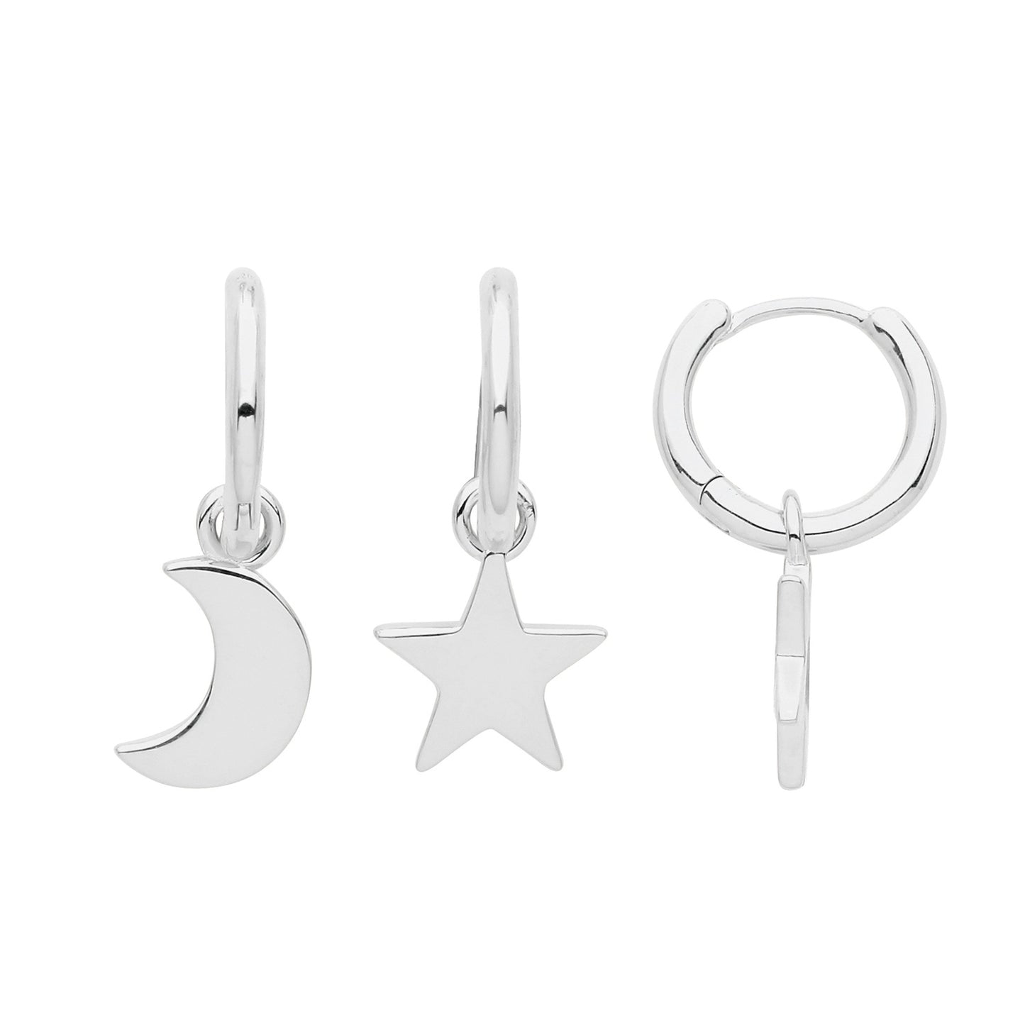 Silver Hoops with Moon & Stars G51280