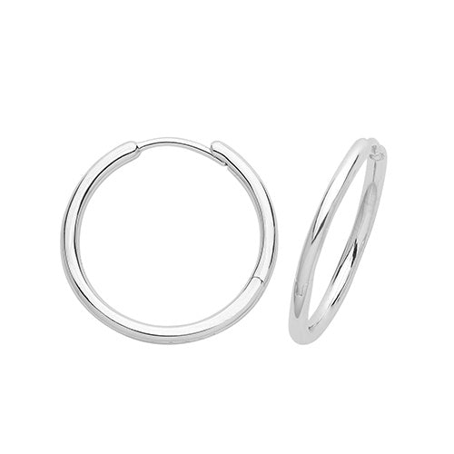 Sterling Silver Clicker Hoop Rhodium Plated Earrings