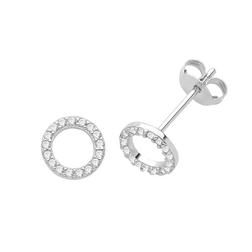 Silver CZ Circle Earrings G51314
