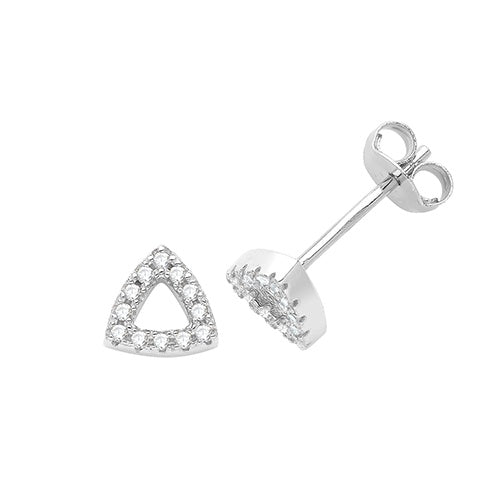Sterling Silver CZ Triangle Earrings
