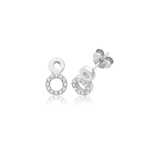 Silver CZ Circle Stud Earrings G51366