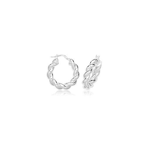Silver 15mm Twisted Hoop Earrings G51370-15